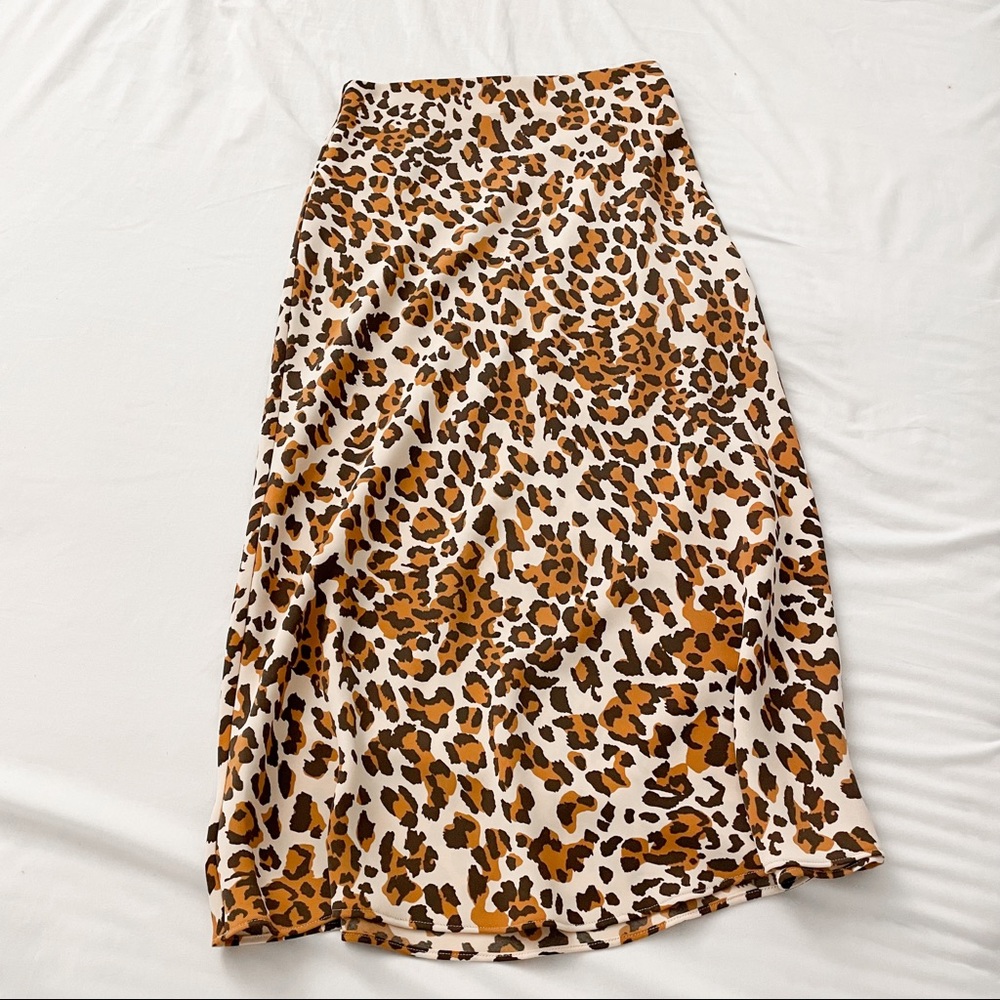 Aritzia Leopard Midi Slip Skirt